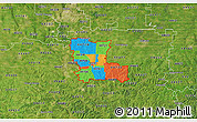Political 3D Map of ZIP codes starting with 447, satellite outside