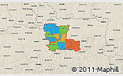 Political 3D Map of ZIP codes starting with 447, shaded relief outside