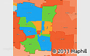 Political Simple Map of ZIP codes starting with 447, political shades outside
