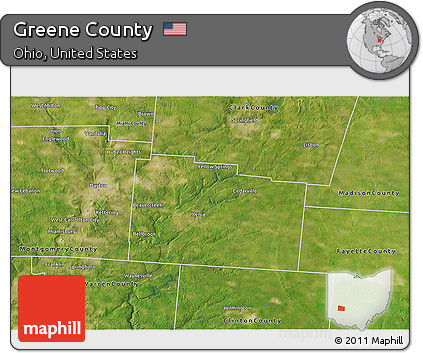 Satellite 3D Map of Greene County