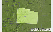 Physical Map of Greene County, darken