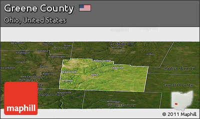 Satellite Panoramic Map of Greene County, darken