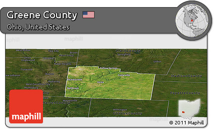 Satellite Panoramic Map of Greene County, darken