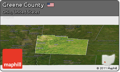 Satellite Panoramic Map of Greene County, darken
