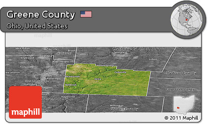 Satellite Panoramic Map of Greene County, desaturated