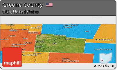 Satellite Panoramic Map of Greene County, political outside