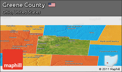 Satellite Panoramic Map of Greene County, political outside