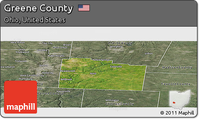 Satellite Panoramic Map of Greene County, semi-desaturated