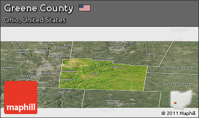 Satellite Panoramic Map of Greene County, semi-desaturated