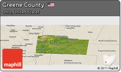 Satellite Panoramic Map of Greene County, shaded relief outside