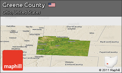 Satellite Panoramic Map of Greene County, shaded relief outside