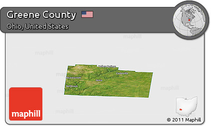Satellite Panoramic Map of Greene County, single color outside