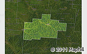 Satellite Map of Hocking County, darken