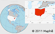 Gray Location Map of Ohio, highlighted country