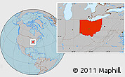 Gray Location Map of Ohio, hill shading