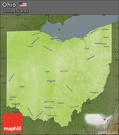 Physical Map Of Ohio Free Physical Map Of Ohio, Darken