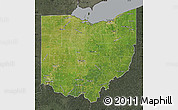Satellite Map of Ohio, darken, semi-desaturated