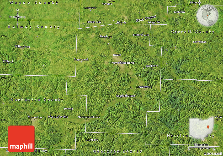 Satellite Map of Tuscarawas County
