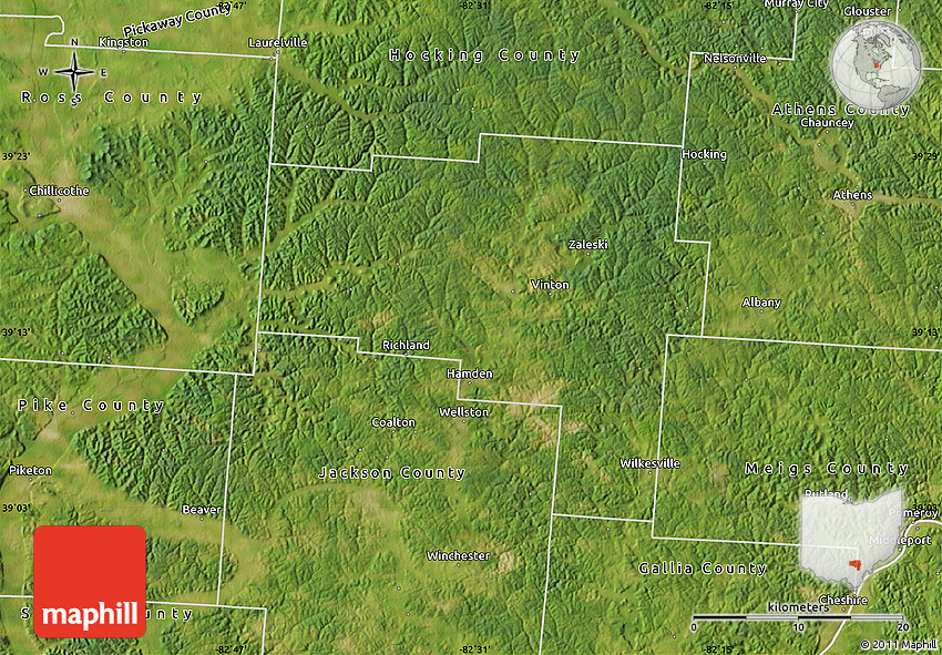 Satellite Map of Vinton County