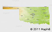 Physical 3D Map of Oklahoma, single color outside
