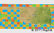 Satellite 3D Map of Oklahoma, political outside
