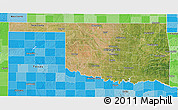Satellite 3D Map of Oklahoma, political shades outside