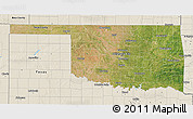 Satellite 3D Map of Oklahoma, shaded relief outside