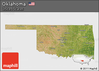 Satellite 3D Map of Oklahoma, single color outside