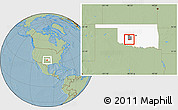 Savanna Style Location Map of ZIP code 73006, highlighted county, highlighted state, hill shading