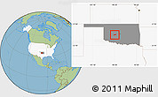 Savanna Style Location Map of ZIP code 73009, highlighted country, highlighted state