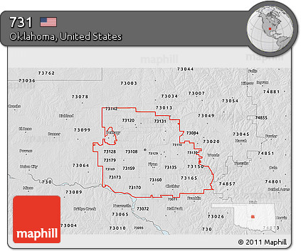 Silver Style 3D Map of ZIP Codes Starting with 731