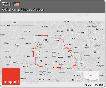 Silver Style 3D Map of ZIP Codes Starting with 731