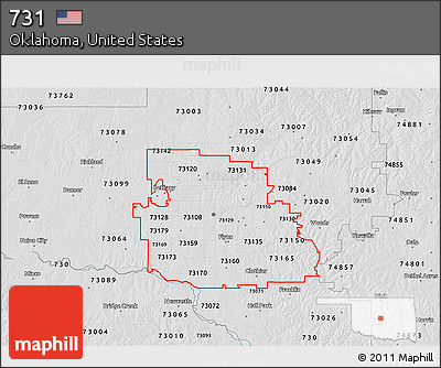 Silver Style 3D Map of ZIP Codes Starting with 731