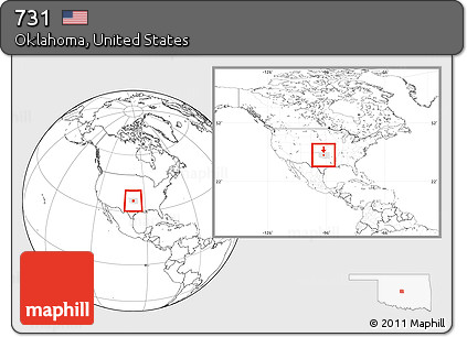 Blank Location Map of ZIP Codes Starting with 731, highlighted state, within the entire country