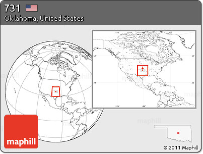 Blank Location Map of ZIP Codes Starting with 731, highlighted state, within the entire country