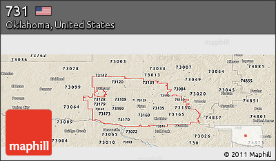 Classic Style Panoramic Map of ZIP Codes Starting with 731