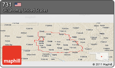 Classic Style Panoramic Map of ZIP Codes Starting with 731
