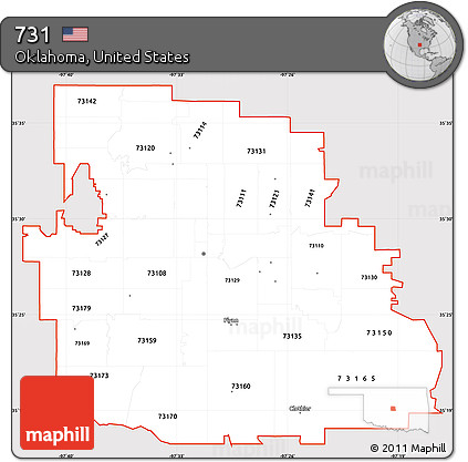 Silver Style Simple Map of ZIP Codes Starting with 731, cropped outside
