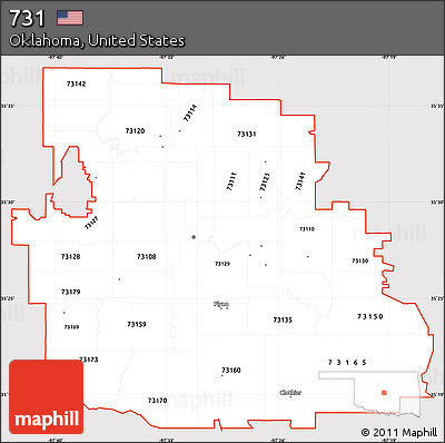 Silver Style Simple Map of ZIP Codes Starting with 731, cropped outside