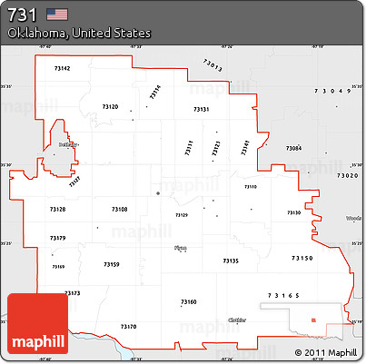 Silver Style Simple Map of ZIP Codes Starting with 731