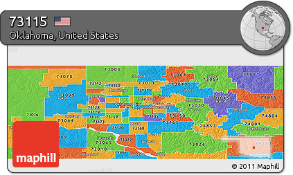 Political Panoramic Map of ZIP Code 73115