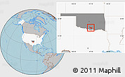 Gray Location Map of ZIP code 73401, highlighted country, highlighted state, hill shading