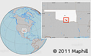 Gray Location Map of ZIP code 73401, highlighted state, hill shading