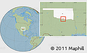 Savanna Style Location Map of ZIP code 73430, highlighted state, hill shading