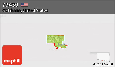 Physical Panoramic Map of ZIP Code 73430, cropped outside