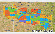 Political 3D Map of ZIP codes starting with 735, satellite outside