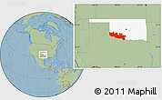Savanna Style Location Map of ZIP codes starting with 735, highlighted state, hill shading