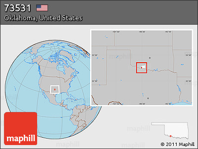 Gray Location Map of ZIP Code 73531, highlighted county