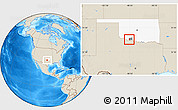 Shaded Relief Location Map of ZIP code 73531, highlighted county, highlighted state