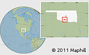 Savanna Style Location Map of ZIP code 73533, highlighted state, hill shading